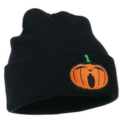 Halloween Yawning Jack o Lantern Embroidered Long Beanie