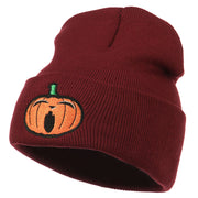 Halloween Yawning Jack o Lantern Embroidered Long Beanie