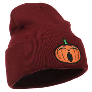 Halloween Yawning Jack o Lantern Embroidered Long Beanie