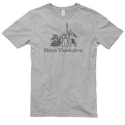 Happy Thanksgiving Drawing Graphic Design Unisex Ring Spun Combed Cotton Short Sleeve Deluxe Jersey T-Shirt