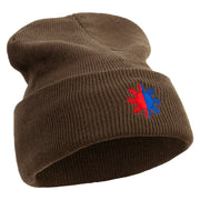 Philippines Sun Symbol Embroidered Fleece Lined Cuff Beanie - Olive OSFM