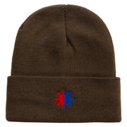 Philippines Sun Symbol Embroidered Fleece Lined Cuff Beanie - Olive OSFM