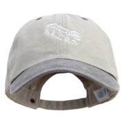 Sleeping Lizard Embroidered Pigment Dyed Wash Caps - Beige-Black OSFM