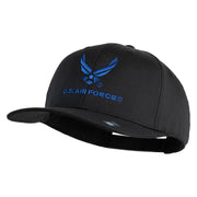 US Air Force with Wing Embroidered Solid Cotton Twill Pro Style Cap - Black OSFM