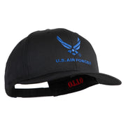 US Air Force with Wing Embroidered Solid Cotton Twill Pro Style Cap - Black OSFM