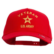 Licensed U.S. Army Veteran Military Embroidered Solid Cotton Twill 5 Panel Prostyle Snap Cap - Red OSFM