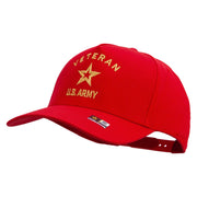 Licensed U.S. Army Veteran Military Embroidered Solid Cotton Twill 5 Panel Prostyle Snap Cap - Red OSFM