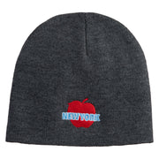Big Apple New York Embroidered 8 inch Acrylic Short Blank Beanie - Dark Grey OSFM