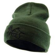 Hunting Party Embroidered 12 Inch Long Knitted Beanie