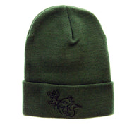 Hunting Party Embroidered 12 Inch Long Knitted Beanie