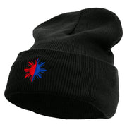 Philippines Sun Symbol Embroidered Fleece Lined Cuff Beanie - Black OSFM