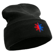 Philippines Sun Symbol Embroidered Fleece Lined Cuff Beanie - Black OSFM