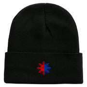 Philippines Sun Symbol Embroidered Fleece Lined Cuff Beanie - Black OSFM