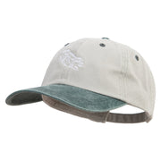 Sleeping Lizard Embroidered Pigment Dyed Wash Caps - Beige-Green OSFM