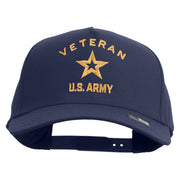 Licensed U.S. Army Veteran Military Embroidered Solid Cotton Twill 5 Panel Prostyle Snap Cap - Navy OSFM