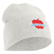 Big Apple New York Embroidered 8 inch Acrylic Short Blank Beanie - White OSFM