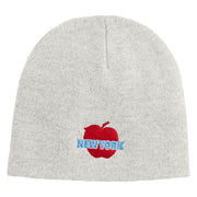 Big Apple New York Embroidered 8 inch Acrylic Short Blank Beanie - White OSFM