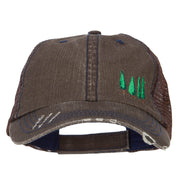 Four Trees Embroidered Cotton Mesh Cap