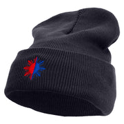 Philippines Sun Symbol Embroidered Fleece Lined Cuff Beanie - Navy OSFM