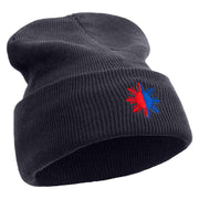 Philippines Sun Symbol Embroidered Fleece Lined Cuff Beanie - Navy OSFM