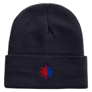 Philippines Sun Symbol Embroidered Fleece Lined Cuff Beanie - Navy OSFM