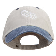 Sleeping Lizard Embroidered Pigment Dyed Wash Caps - Beige-Navy OSFM