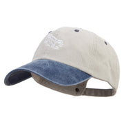 Sleeping Lizard Embroidered Pigment Dyed Wash Caps - Beige-Navy OSFM