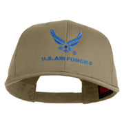 US Air Force with Wing Embroidered Solid Cotton Twill Pro Style Cap - Khaki OSFM