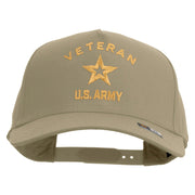 Licensed U.S. Army Veteran Military Embroidered Solid Cotton Twill 5 Panel Prostyle Snap Cap - Khaki OSFM