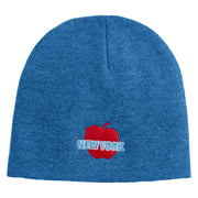 Big Apple New York Embroidered 8 inch Acrylic Short Blank Beanie - Sky Blue OSFM