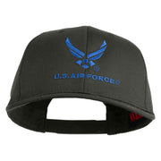 US Air Force with Wing Embroidered Solid Cotton Twill Pro Style Cap - Charcoal OSFM