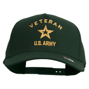 Licensed U.S. Army Veteran Military Embroidered Solid Cotton Twill 5 Panel Prostyle Snap Cap - Dk-Green OSFM