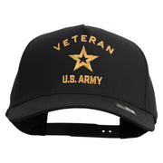 Licensed U.S. Army Veteran Military Embroidered Solid Cotton Twill 5 Panel Prostyle Snap Cap - Black OSFM