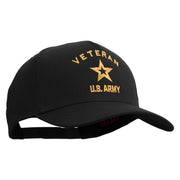 Licensed U.S. Army Veteran Military Embroidered Solid Cotton Twill 5 Panel Prostyle Snap Cap - Black OSFM