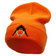 Football Hike Embroidered 12 Inch Long Knitted Beanie - Orange OSFM