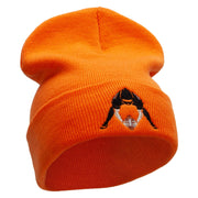 Football Hike Embroidered 12 Inch Long Knitted Beanie - Orange OSFM