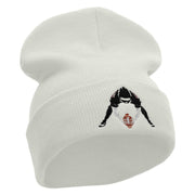 Football Hike Embroidered 12 Inch Long Knitted Beanie - White OSFM