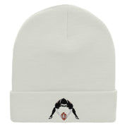 Football Hike Embroidered 12 Inch Long Knitted Beanie - White OSFM