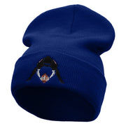 Football Hike Embroidered 12 Inch Long Knitted Beanie - Royal OSFM