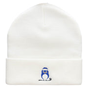 Birdie Golfing Embroidered 12 Inch Long Knitted Beanie - White OSFM