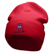 Birdie Golfing Embroidered 12 Inch Long Knitted Beanie - Red OSFM