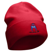 Birdie Golfing Embroidered 12 Inch Long Knitted Beanie - Red OSFM