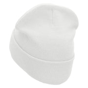 Bowling Machine Embroidered 12 inch Acrylic Cuffed Long Beanie - White OSFM