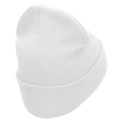 Bowling Machine Embroidered 12 inch Acrylic Cuffed Long Beanie - White OSFM