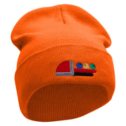 Bowling Machine Embroidered 12 inch Acrylic Cuffed Long Beanie - Orange OSFM