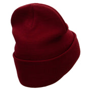 Dominican Flower Embroidered 12 Inch Long Knitted Beanie - Maroon OSFM