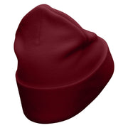 Rose And Petals Embroidered 12 Inch Long Knitted Beanie - Maroon OSFM