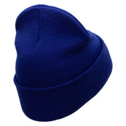 Skull Rose Embroidered 12 Inch Long Knitted Beanie - Royal OSFM