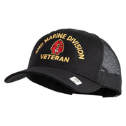 2nd Marine Division Veteran Embroidered 6 Panel Structured Cotton Twill Mesh Cap Made in USA - Black OSFM