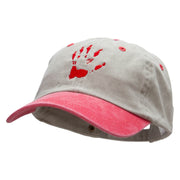 Monster Handprint Embroidered Pigment Dyed Wash Caps